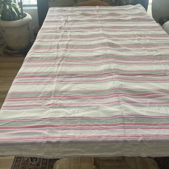 Pottery Barn Teen Queen Sheet Set Pink Striped 1 Fitted 1 Flat 100% Cotton - Picture 1 of 6